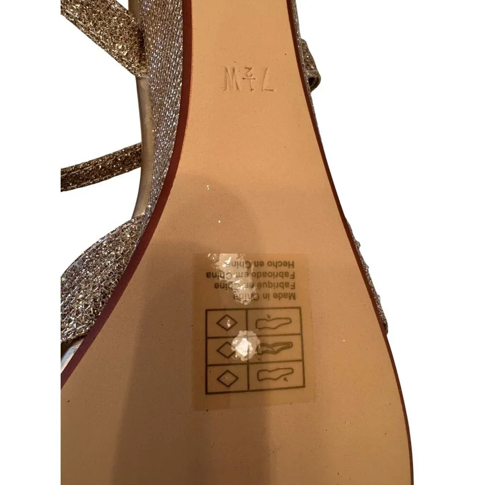 Benjamin Walk Lena Champagne Shimmer 7 1/2 Wide With Stones Low Wedge NWOB